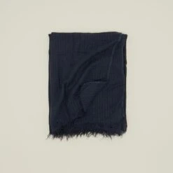 Simple Linen Throw - Navy