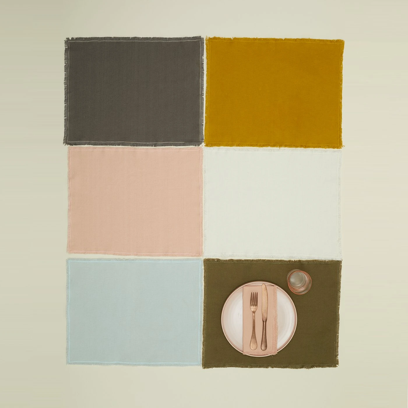 Essential Cotton Placemats, Set Of 4 - Olive - Image 3