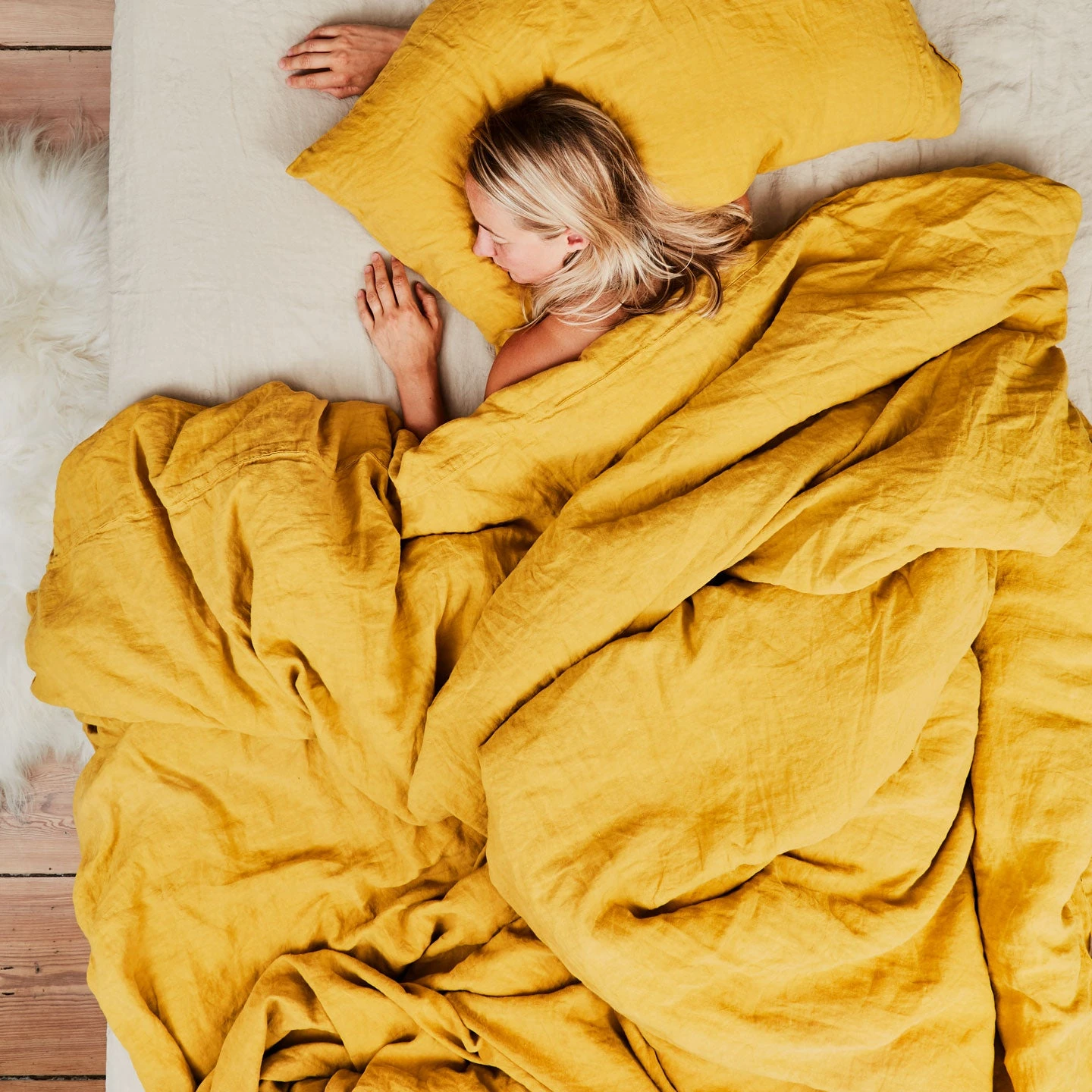 Simple Linen Duvet - Mustard - Image 3