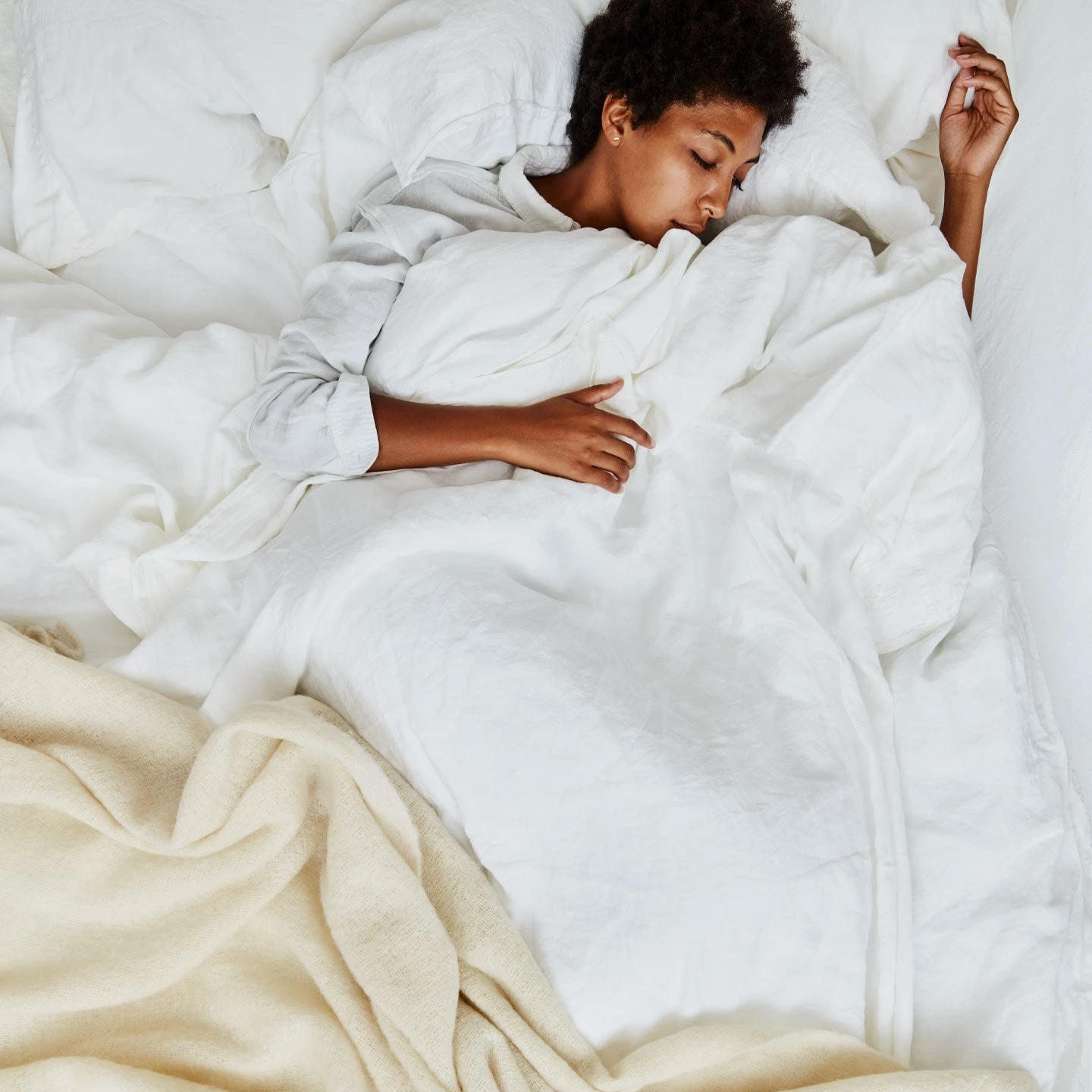 Simple Linen Fitted Sheet - White - Image 3