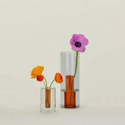Reversible Glass Vase - Orange/Grey