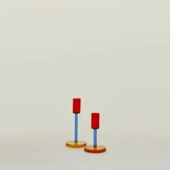 Color Block Candle Holder - Red/Blue