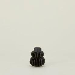 Bloomingville Pleated Stoneware Vase - Black