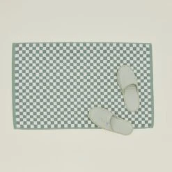 Roman Check Bath Mat - Sage