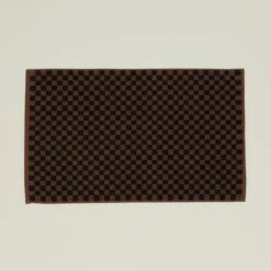 Roman Check Bath Mat - Brown