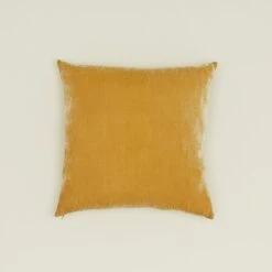 Reversible Velvet + Linen Pillow - Mustard