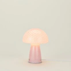 Glass Tall Mushroom Lamp - Pink