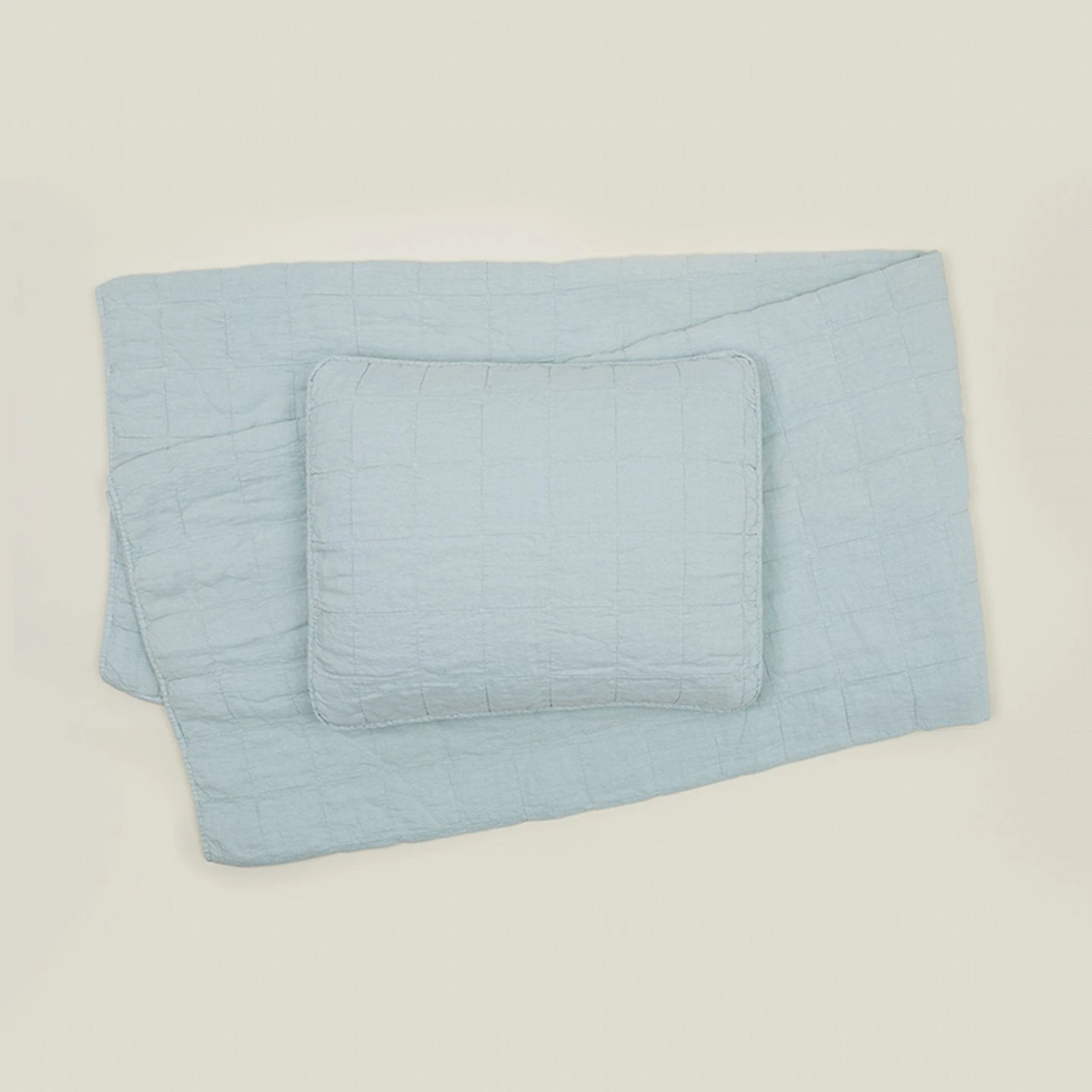 Simple Linen Quilted Shams, Set Of 2 - Sky - Image 4