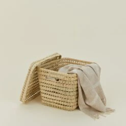 Open Weave Lidded Basket