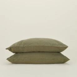 Simple Linen Pillowcases, Set Of 2 - Olive