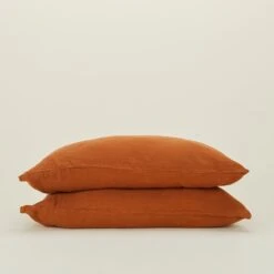 Simple Linen Pillowcases, Set Of 2 - Terracotta