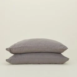 Simple Linen Pillowcases, Set Of 2 - Dark Grey