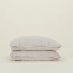 Simple Linen Quilted Shams, Set Of 2 - Light Grey