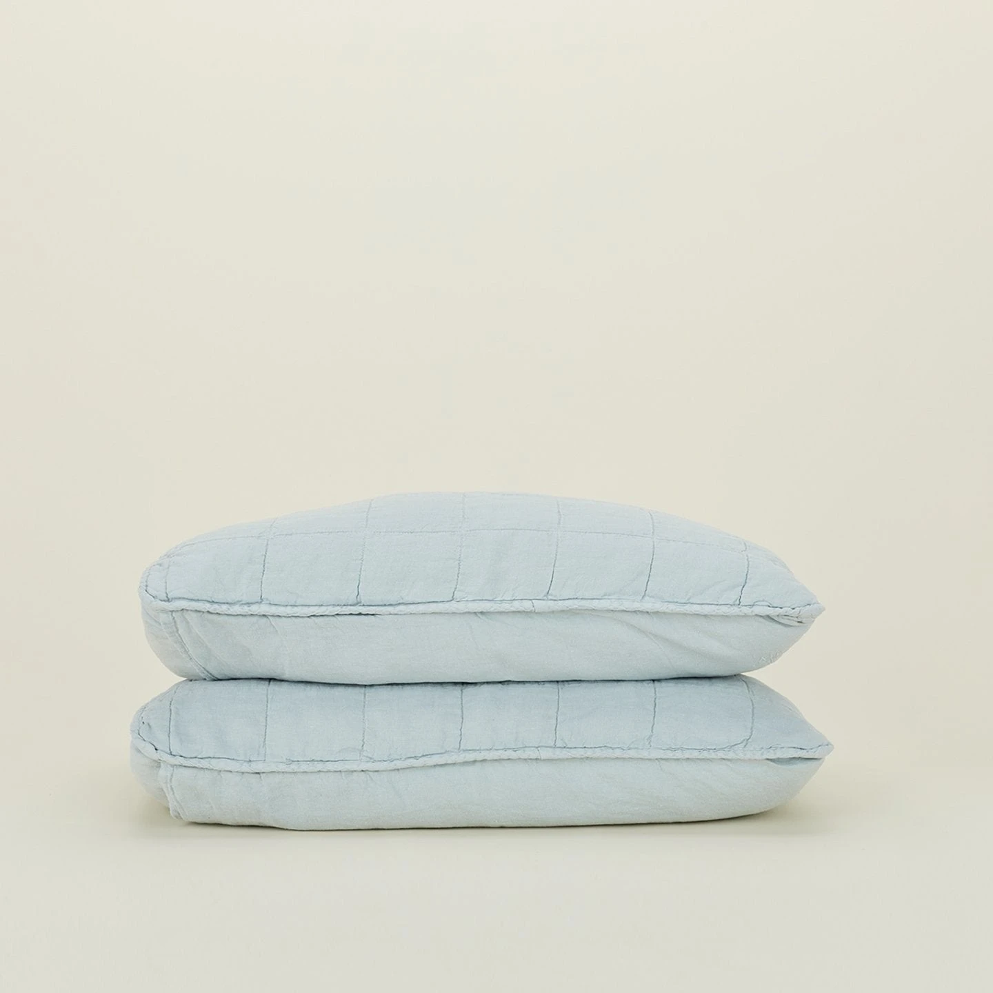 Simple Linen Quilted Shams, Set Of 2 - Sky
