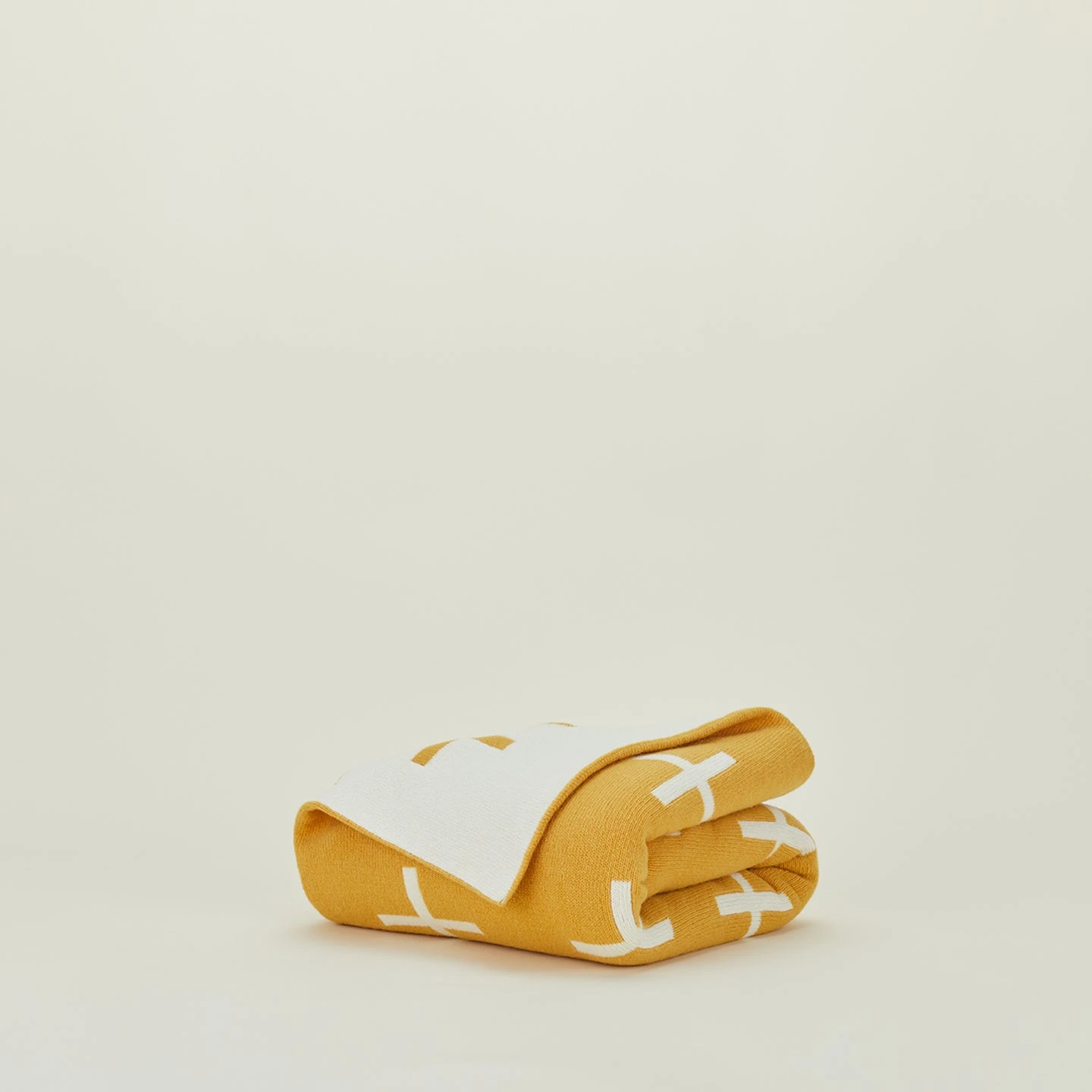 Cross Knit Throw - Mustard - Image 2