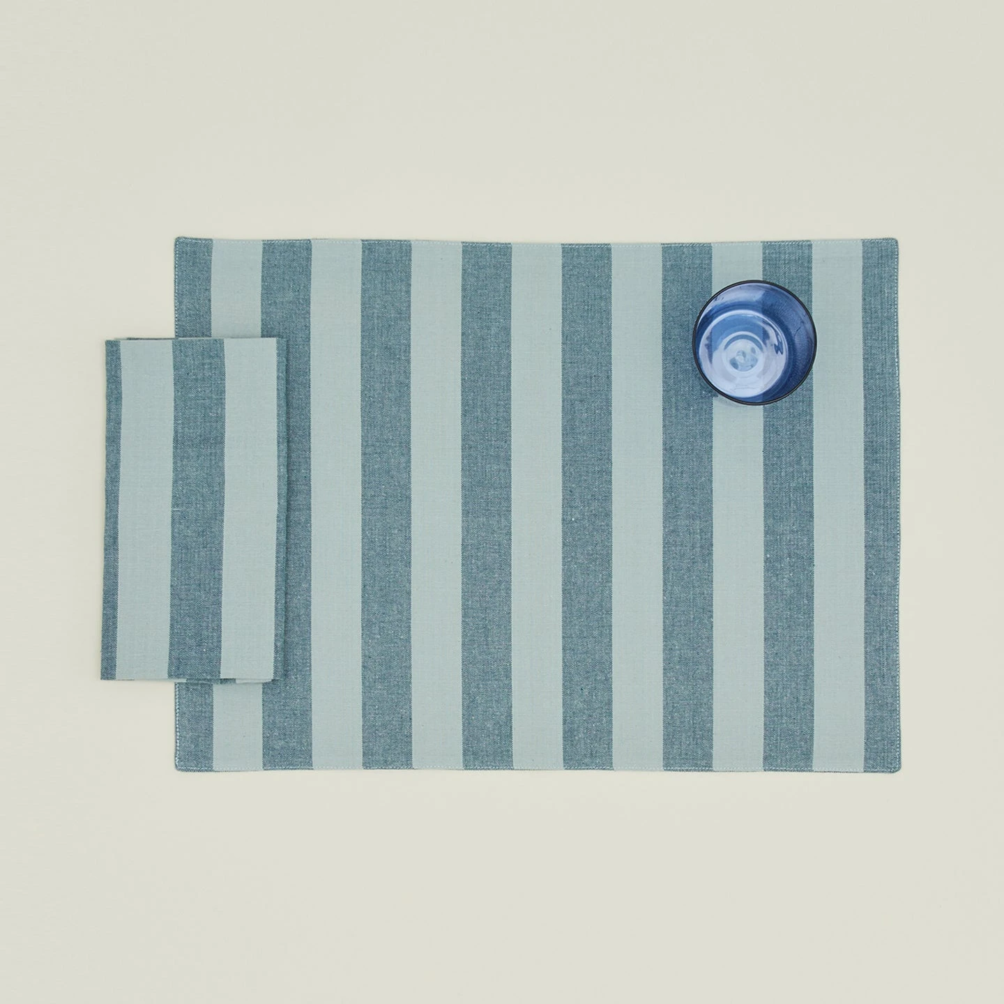 Essential Striped Placemat, Set Of 4 - Sky/Peacock - Image 2