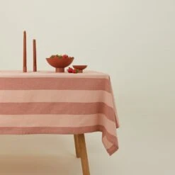 Essential Striped Tablecloth - Blush/Terracotta