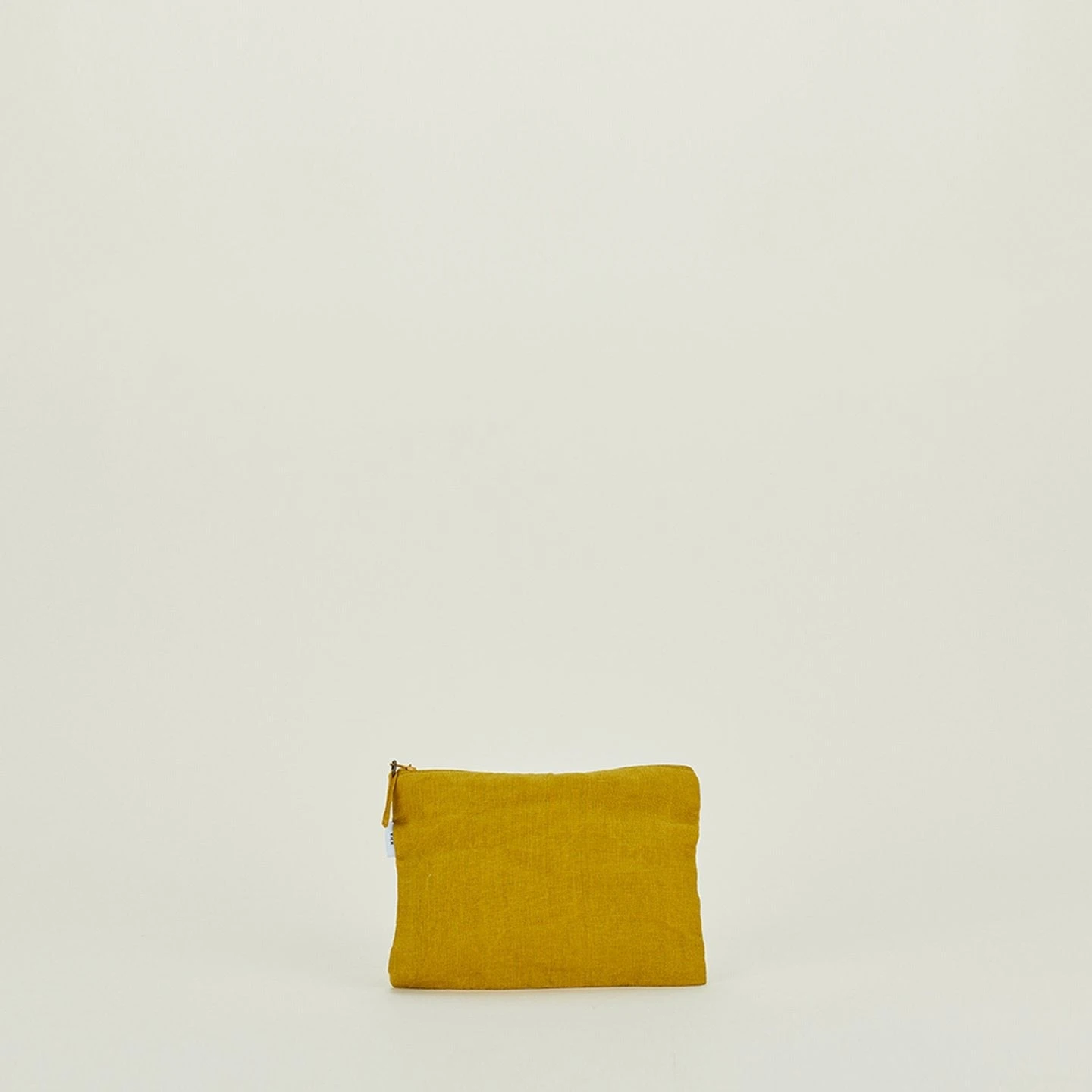 Simple Linen Zipper Pouch - Mustard - Image 4