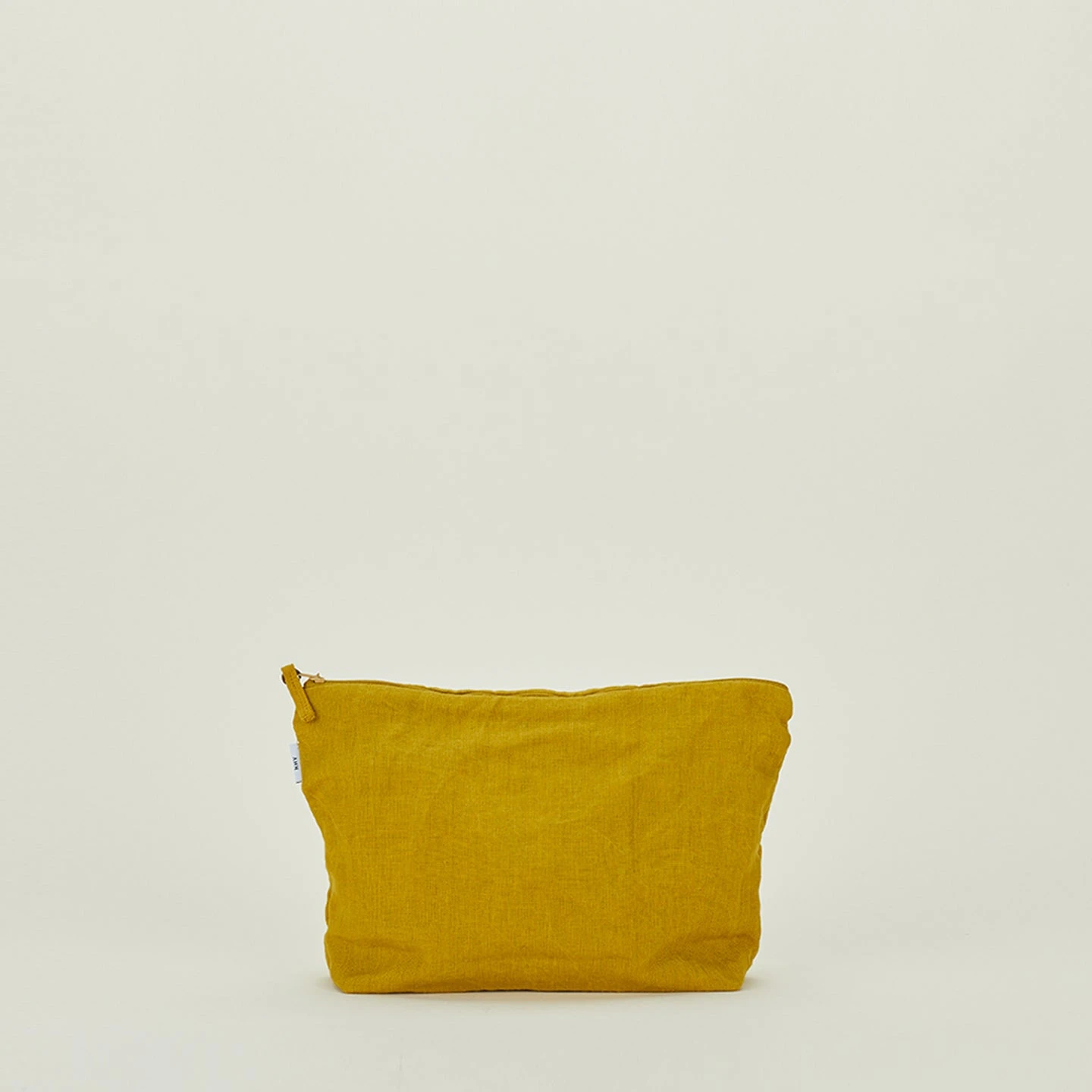 Simple Linen Zipper Pouch - Mustard - Image 3