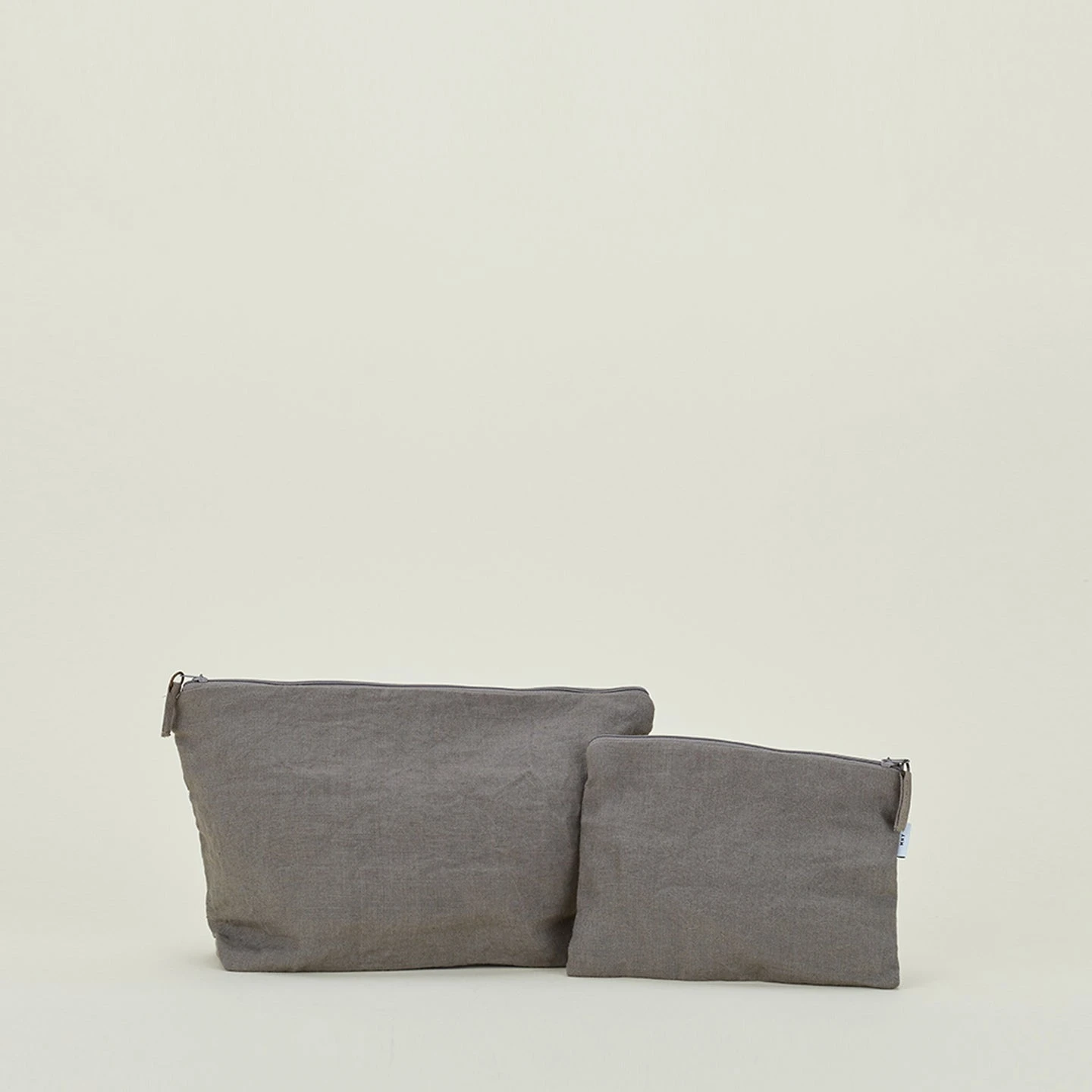 Simple Linen Zipper Pouch - Dark Grey