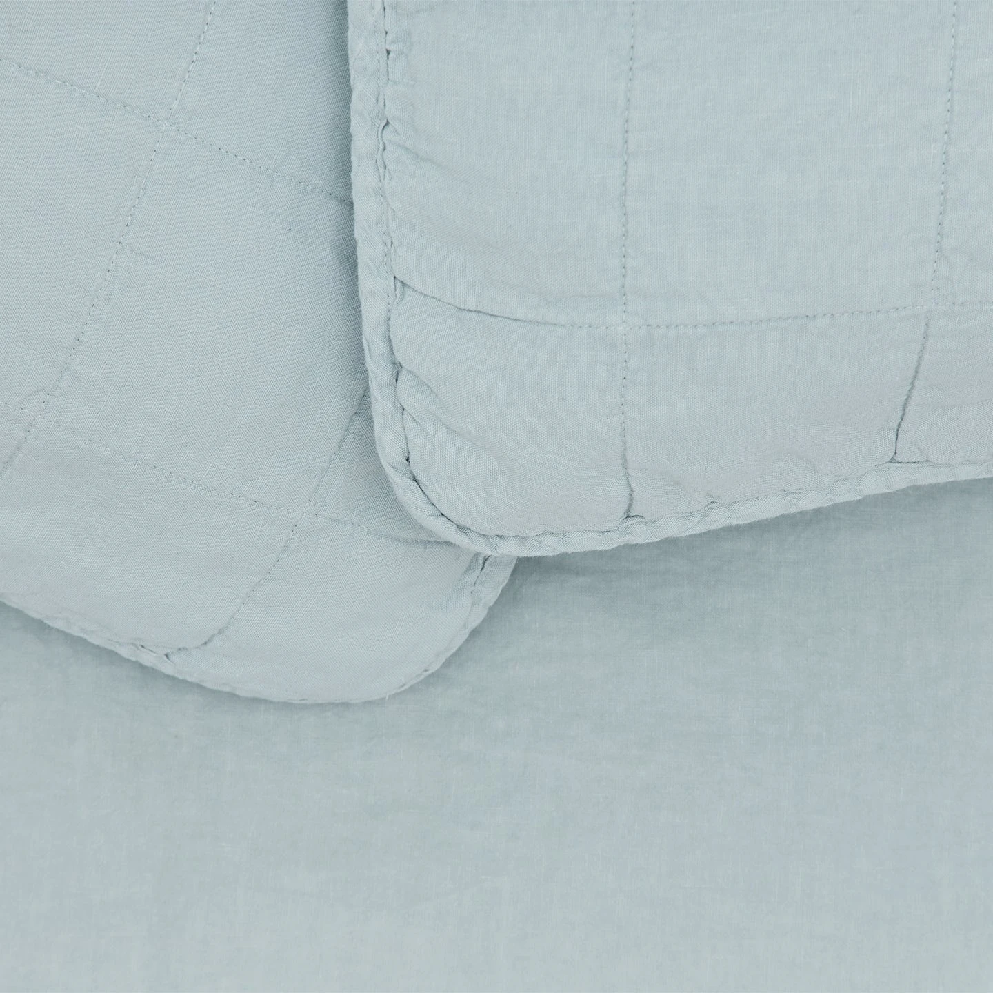 Simple Linen Quilted Shams, Set Of 2 - Sky - Image 2