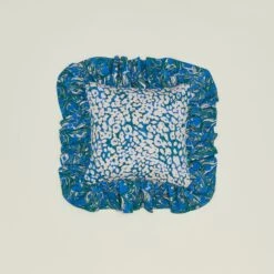 Ruffled Floral Cushion - Evergreen