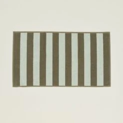 Simple Striped Terry Bath Mat - Sage/Olive
