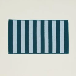 Simple Striped Terry Bath Mat - Sky/Peacock