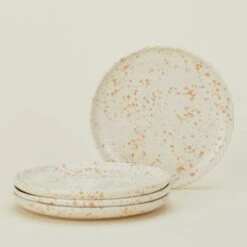 Splatterware Plate, Set Of 4 - Latte
