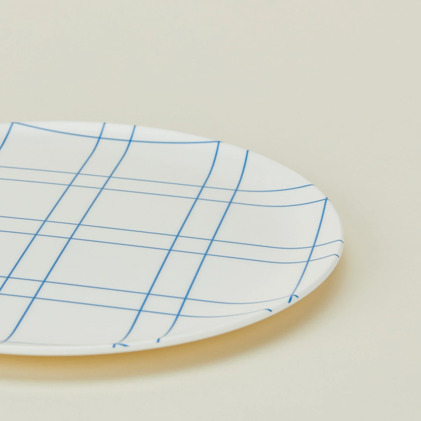 Bamboo Melamine Dinner Plate, Set Of 4 - Blue Plaid - Image 3